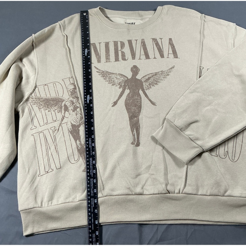 Nirvana In Utero Graphic Sweatshirt Mens 2XL Taupe Beige Crewneck New Grunge 90s - Picture 4 of 8